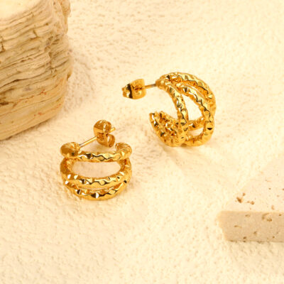 Textured Open Hoop Earrings