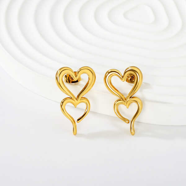 Axora Double Heart Drop Earrings Double Heart Drop Earrings