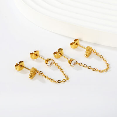 Butterfly Chain Stud Earrings