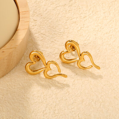 Double Heart Drop Earrings