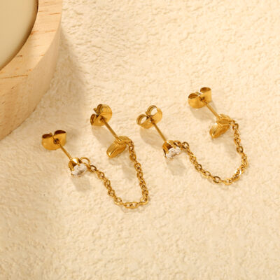 Butterfly Chain Stud Earrings