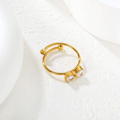 Double Heart Open Ring
