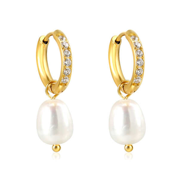 2P2A8760 Pearl Drop Huggie Earrings