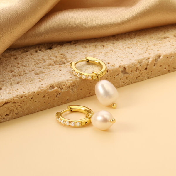 Pearl Drop Huggie Earrings