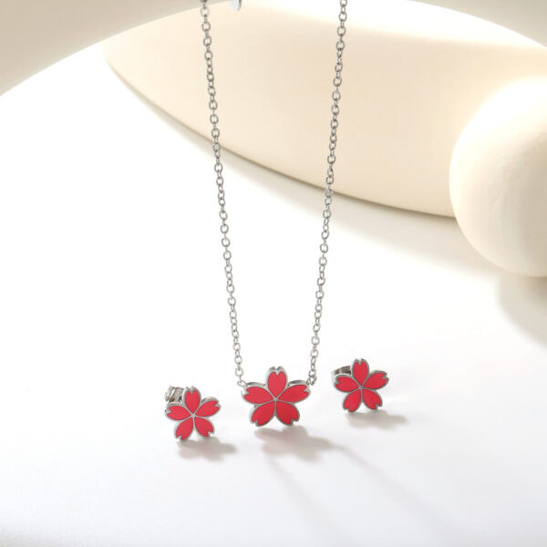 Pink Flower Jewelry Set