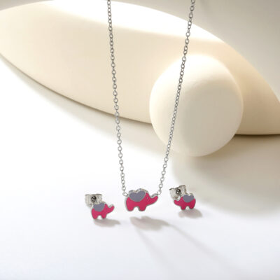 Pink Elephant Jewelry Set
