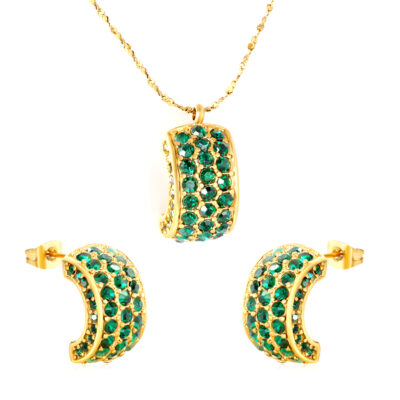 Axora Green Crescent Moon Jewelry Set Green Crescent Moon Jewelry Set