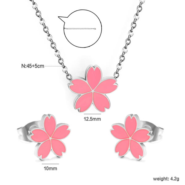 Pink Flower Jewelry Set