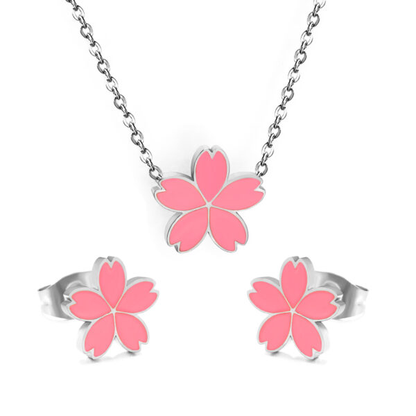 Pink Flower Jewelry Set