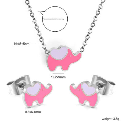 Pink Elephant Jewelry Set