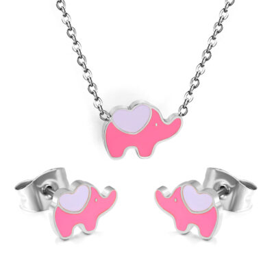 Pink Elephant Jewelry Set