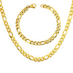 Axora Gold Plated Cuban curb chain Necklace & Bracelet Set Gold Plated Cuban curb chain Necklace & Bracelet Set