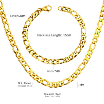 Cuban Curb Chain Necklace & Bracelet Set