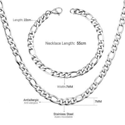Cuban Curb Chain Necklace & Bracelet Set