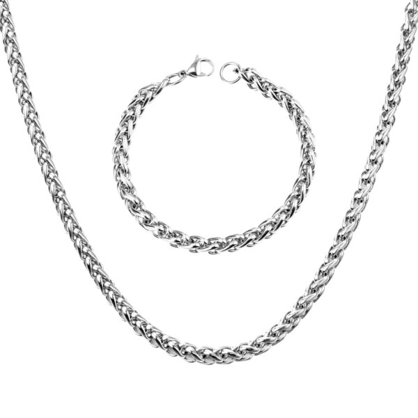 Silver Rope Chain Necklace & Bracelet Set