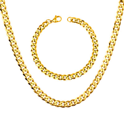 Axora Gold Franco Chain Necklace & Bracelet Set Gold Franco Chain Necklace & Bracelet Set