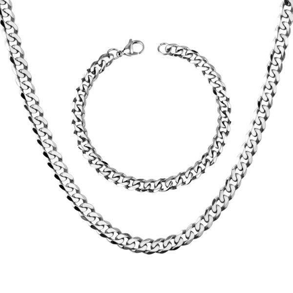 Silver Franco Chain Necklace & Bracelet Set