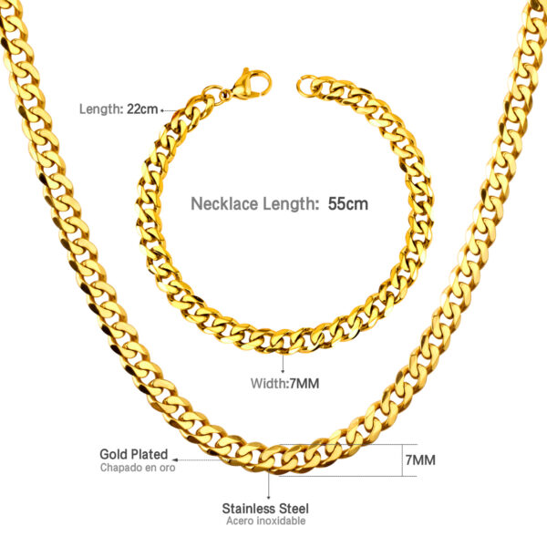 BQ55 Franco Chain Necklace & Bracelet Set