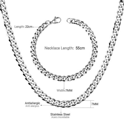 BQ55S Franco Chain Necklace & Bracelet Set