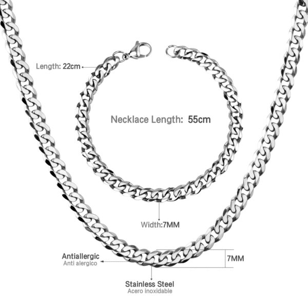 BQ55S Franco Chain Necklace & Bracelet Set