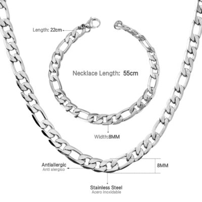 BW55S Wide Cuban Necklace & Bracelet Set