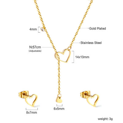 Open Heart Necklace and Earring Set