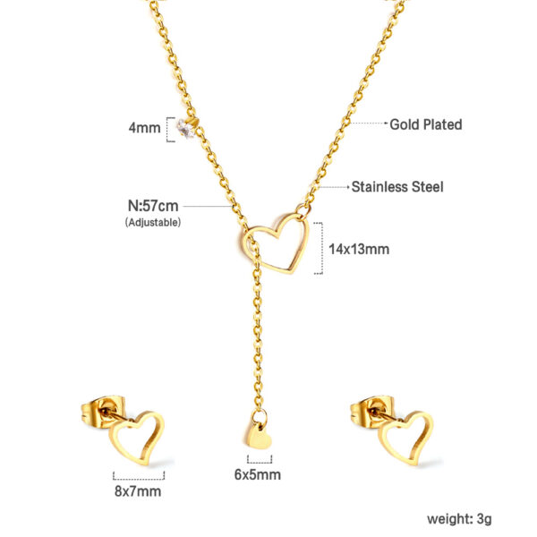 Open Heart Necklace and Earring Set