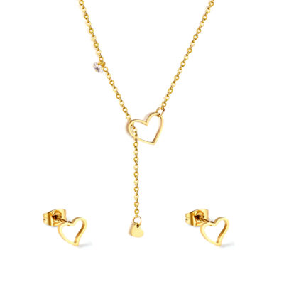 Open Heart Necklace and Earring Set