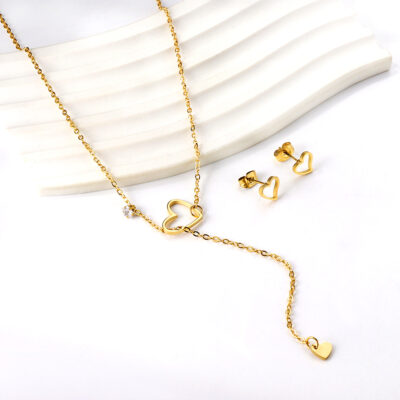 Open Heart Necklace and Earring Set