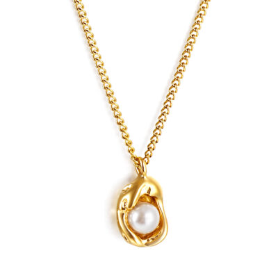 Gold Pearl Drop Necklace