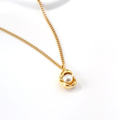 Gold Pearl Drop Necklace