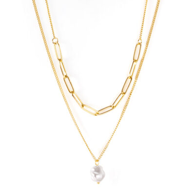 Layered Paperclip and Bar Necklace