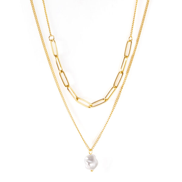 Layered Paperclip and Bar Necklace