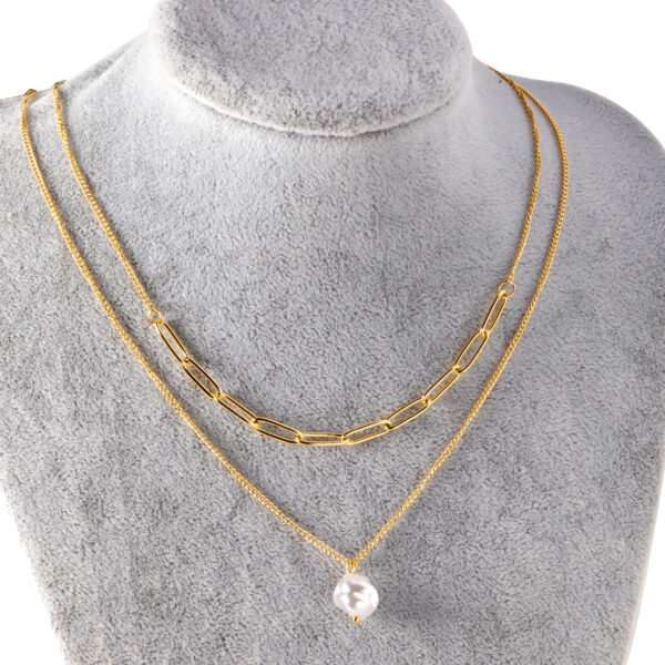 Layered Paperclip and Bar Necklace