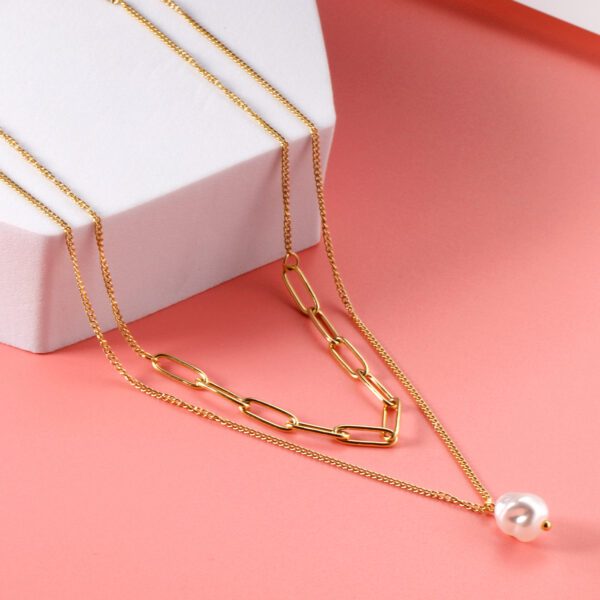 Layered Paperclip and Bar Necklace