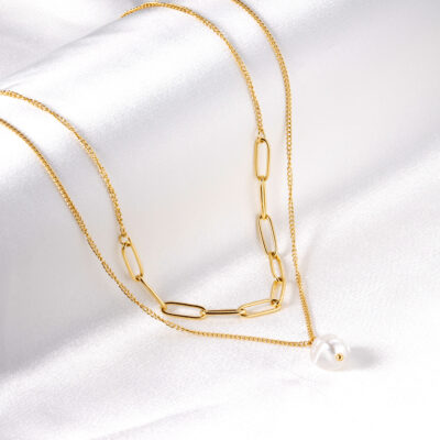 Layered Paperclip and Bar Necklace