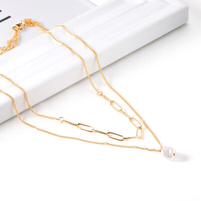 Layered Paperclip and Bar Necklace