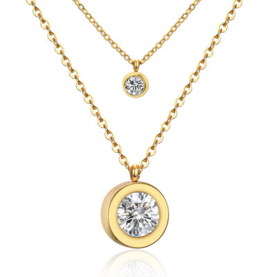 Double Layer Halo Crystal Necklace
