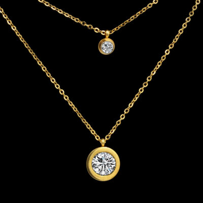 Double Layer Halo Crystal Necklace