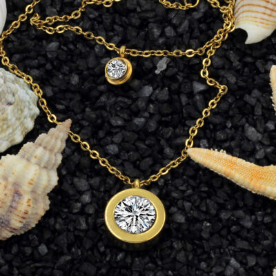 Double Layer Halo Crystal Necklace