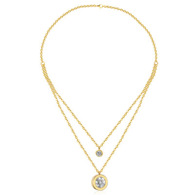 Double Layer Halo Crystal Necklace